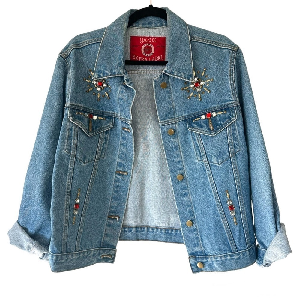 Y2K Jewel Embellished Vintage Style Jean Jacket
